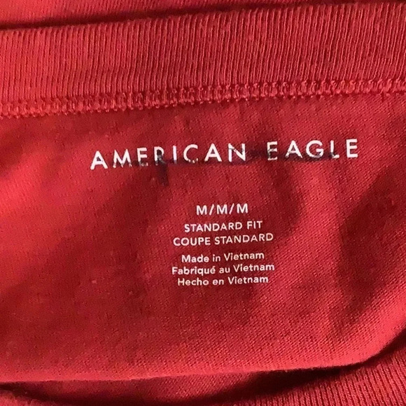 American Eagle Red Long Sleeve Tee Size Medium Preloved - Picture 6 of 7
